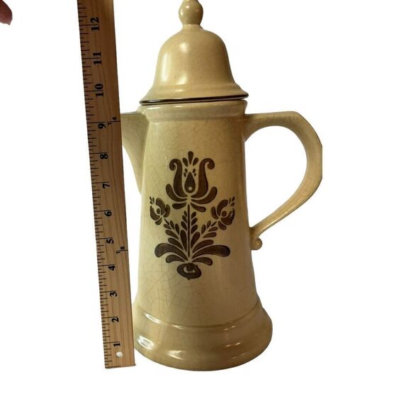 Vtg Kitchen Pfaltzgraff VILLAGE Coffee Tea Pot Distressed Stoneware Note Flaw - Picture 11 of 16